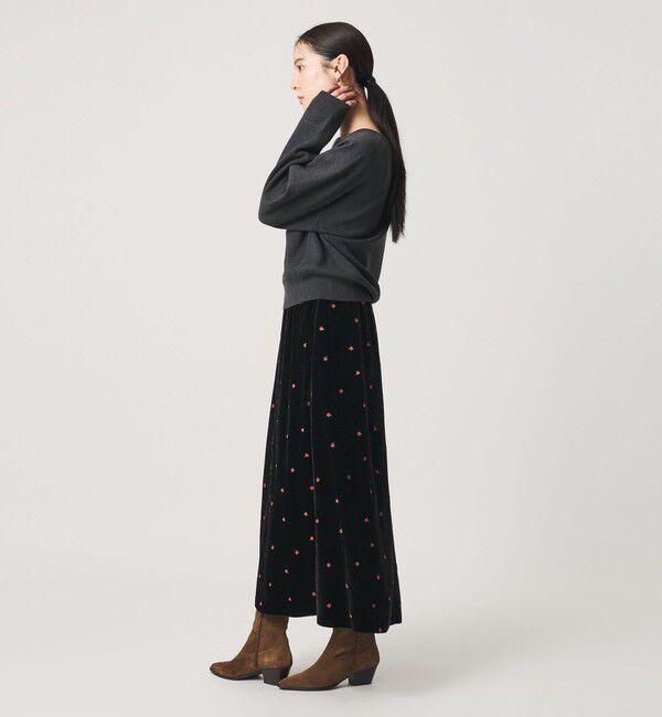 BEAUTY&YOUTH UNITED ARROWS「フラワー エンブロイダリー ベロア スカート ウォッシャブル」|スカート|