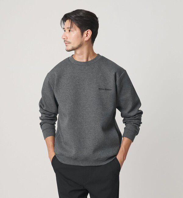 BEAUTY&YOUTH UNITED ARROWS「【WEB限定 WARDROBE SMART】ダブルニット ロゴ クルーネック スウェット/セットアップ対応【抗菌・防臭】」|Tシャツ・カットソー|