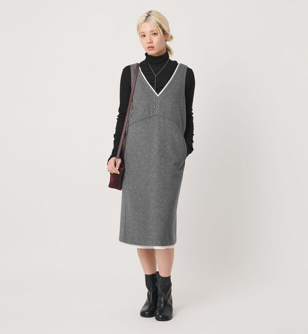 BEAUTY&YOUTH UNITED ARROWS「毛ブレンド ビーバー レイヤード ワンピース」|ワンピース|MD.GRAY