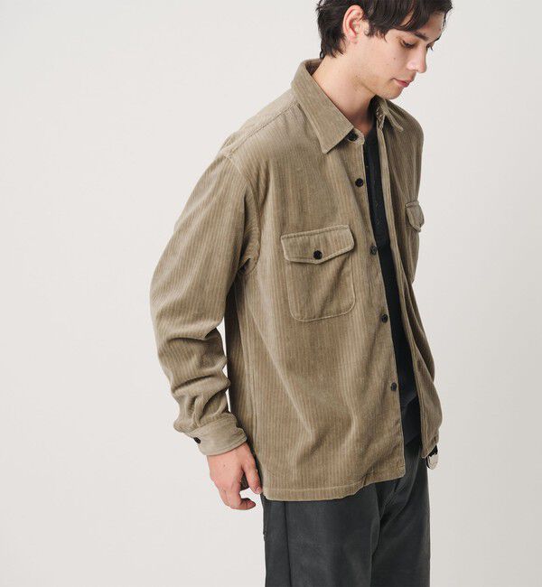 MONKEY TIME「ストライプ ベロア CPO シャツ」|シャツ・ブラウス|