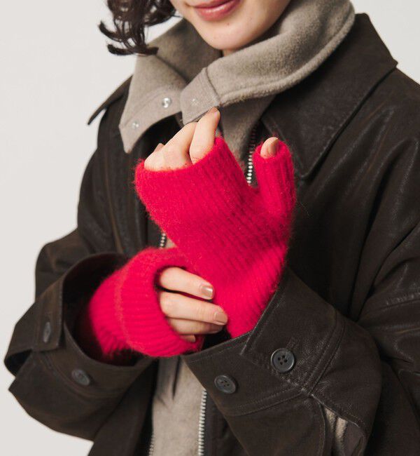 BEAUTY&YOUTH UNITED ARROWS「ソフト フィンガーレス グローブ」|手袋|RED