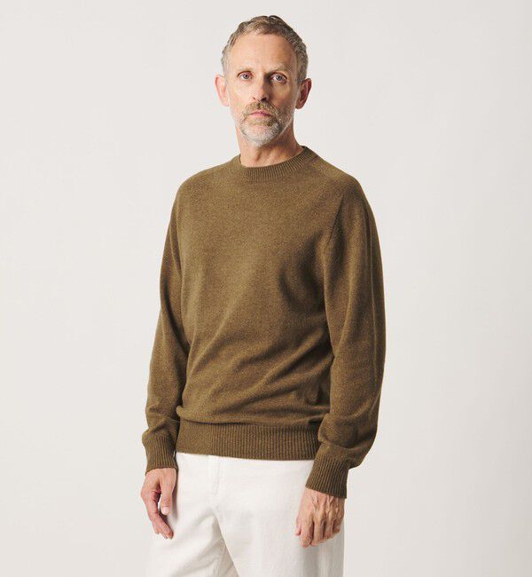 UNITED ARROWS「＜SOVEREIGN＞ウール/カシミヤ  ホールガーメント クルーネックニット」|ニット・セーター|MUSTARD