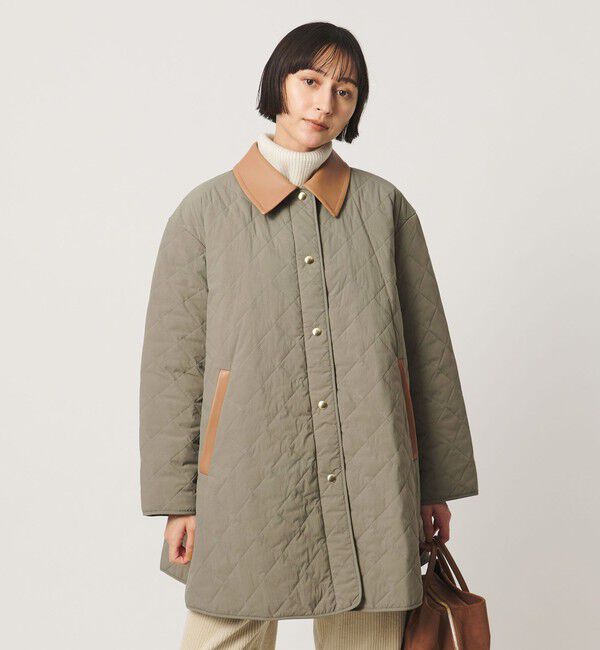 UNITED ARROWS「キルティング ステンカラー ミドルコート」|ステンカラーコート|OLIVE