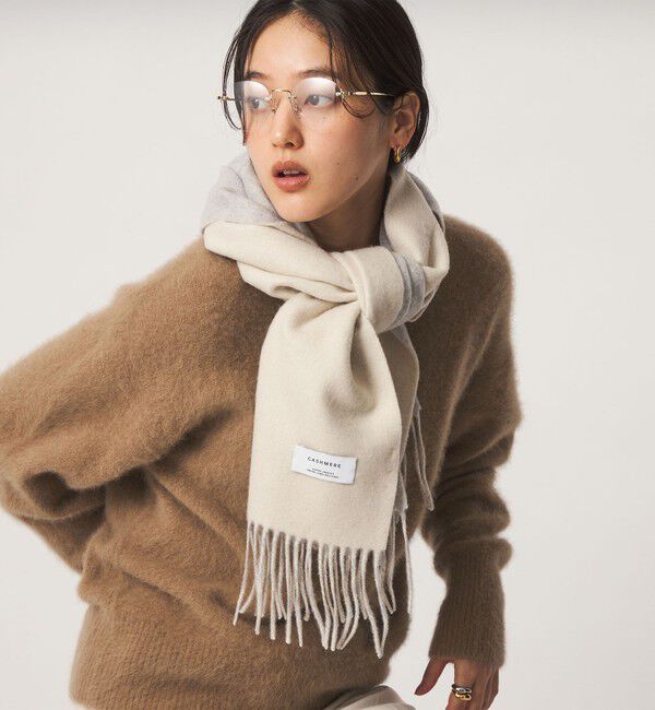 UNITED ARROWS green label relaxing「カシミヤ リバーシブルマフラー」|ストール|OFF WHITE