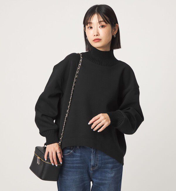 UNITED ARROWS green label relaxing「［size SHORTあり］ダンボール リブ タートルネック プルオーバー」|Tシャツ・カットソー|BLACK