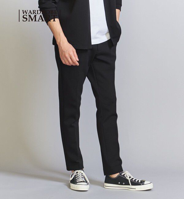 BEAUTY&YOUTH UNITED ARROWS「【WEB限定 WARDROBE SMART】ダブルニット ノープリーツ スラックス パンツ/セットアップ対応	【抗菌・防臭」|スラックス|BLACK