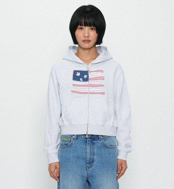 NICE WEATHER「＜PETER＞USA FLAG ジップフーディ」|パーカー|LT.GRAY