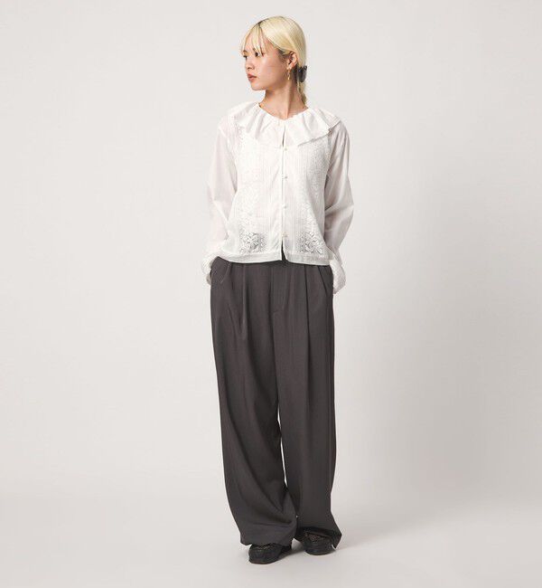 BEAUTY&YOUTH UNITED ARROWS「エンブロイダリー フリルカラー シャツ」|シャツ・ブラウス|WHITE