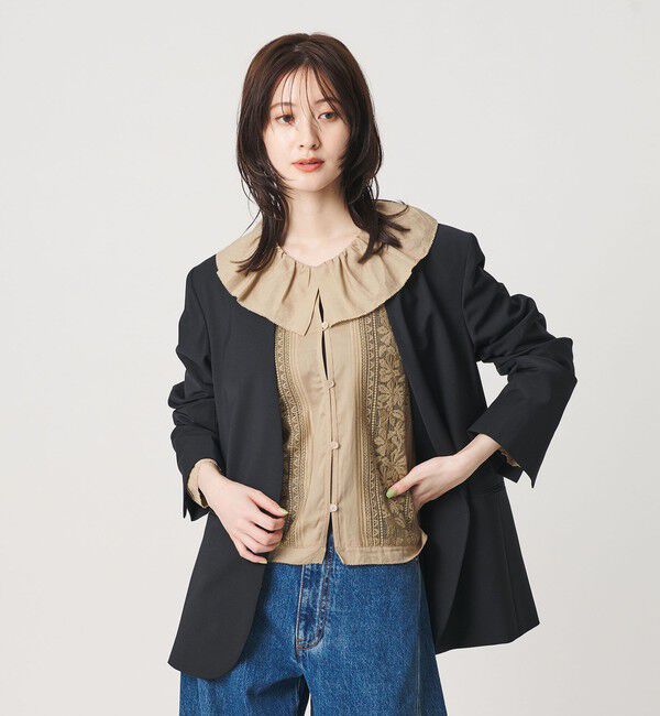 BEAUTY&YOUTH UNITED ARROWS「エンブロイダリー フリルカラー シャツ」|シャツ・ブラウス|