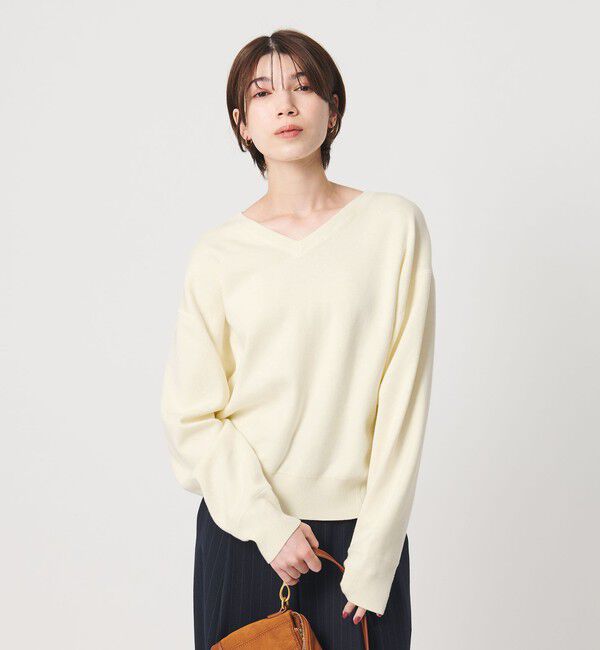 BEAUTY&YOUTH UNITED ARROWS「ソフトコットン Vネック スムース ニットプルオーバー ウォッシャブル」|ニット・セーター|