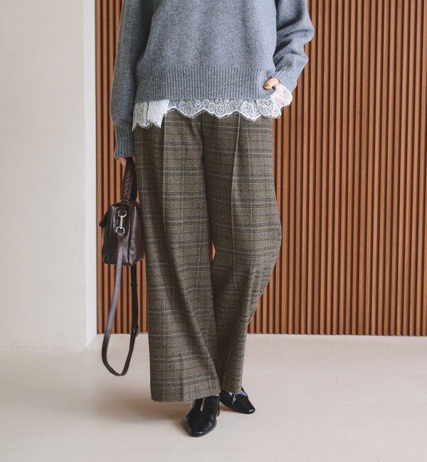 BEAUTY&YOUTH UNITED ARROWS「【WEB限定 Wardrobe DAILY MINIMAL】チェック バックゴム ワイドパンツ」|その他|DK.GRAY