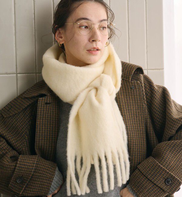 BEAUTY&YOUTH UNITED ARROWS「ビッグフリンジ スリム ストール」|マフラー|OFF WHITE