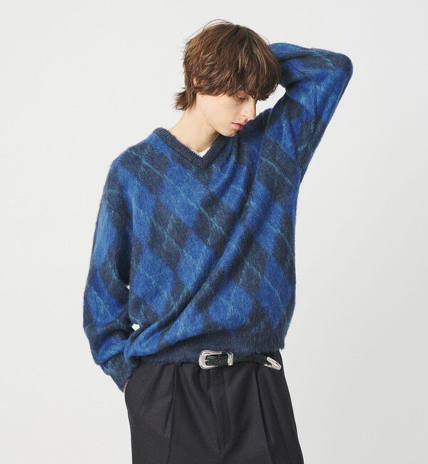 BEAUTY&YOUTH UNITED ARROWS「シャギー アーガイル Vネック ニット」|ニット・セーター|