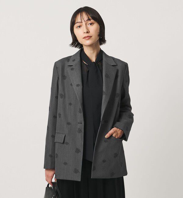 UNITED ARROWS「フラワー ジャガード バックフレア ジャケット」|テーラードジャケット|MD.GRAY