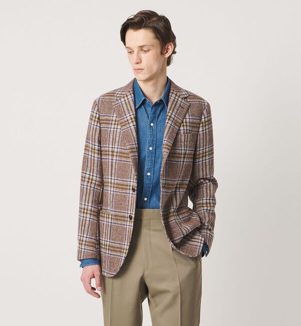 UNITED ARROWS「ツイード ウィンドウペン シングル 3ボタン テーラードジャケット CーMODEL」|テーラードジャケット|BEIGE