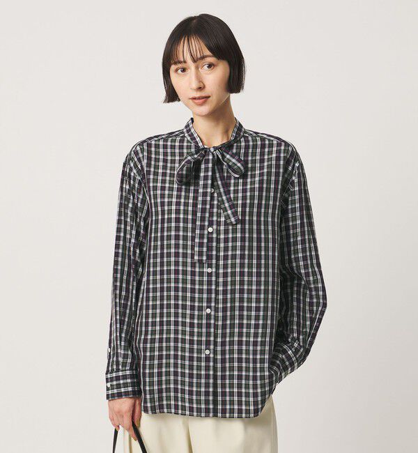 UNITED ARROWS「チェック リボン ボウタイ ブラウス」|シャツ・ブラウス|