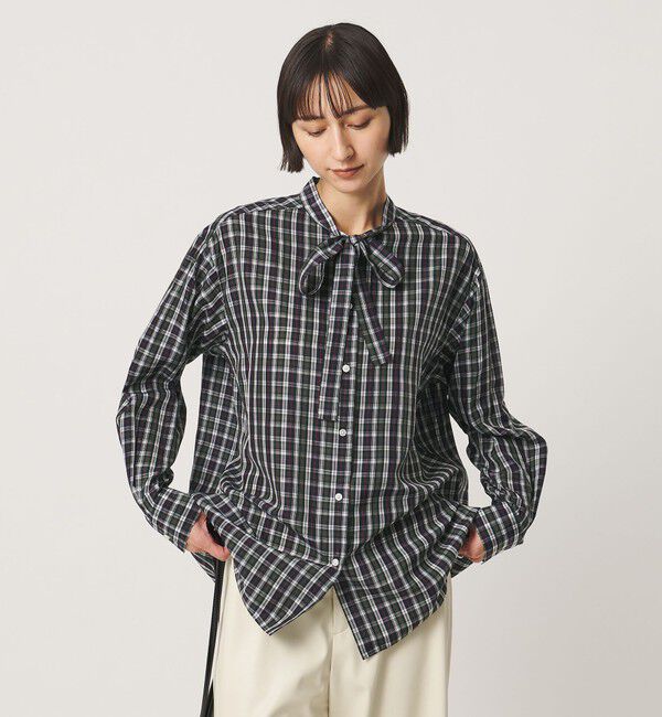 UNITED ARROWS「チェック リボン ボウタイ ブラウス」|シャツ・ブラウス|