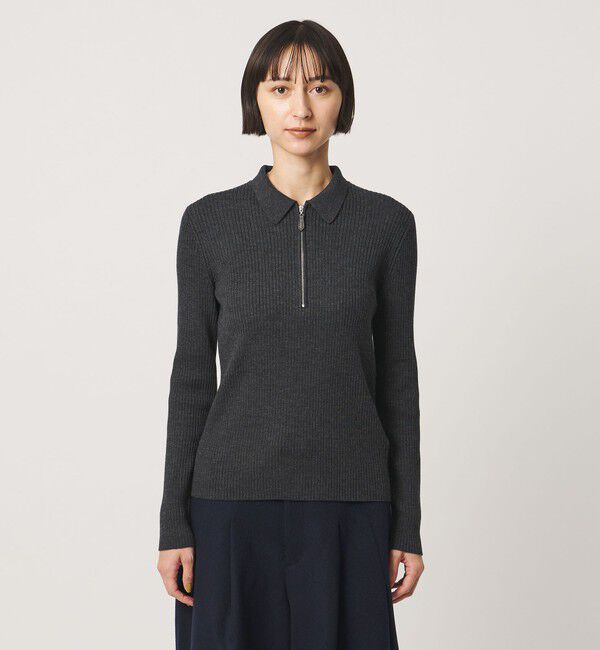 UNITED ARROWS「ウール リブ ジップ ポロニット」|ニット・セーター|