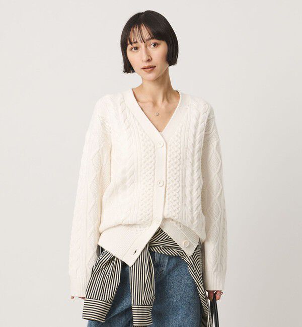 UNITED ARROWS「ケーブル Vネック カーディガン」|カーディガン|