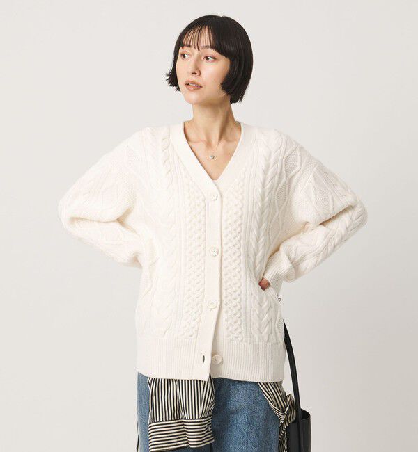 UNITED ARROWS「ケーブル Vネック カーディガン」|カーディガン|