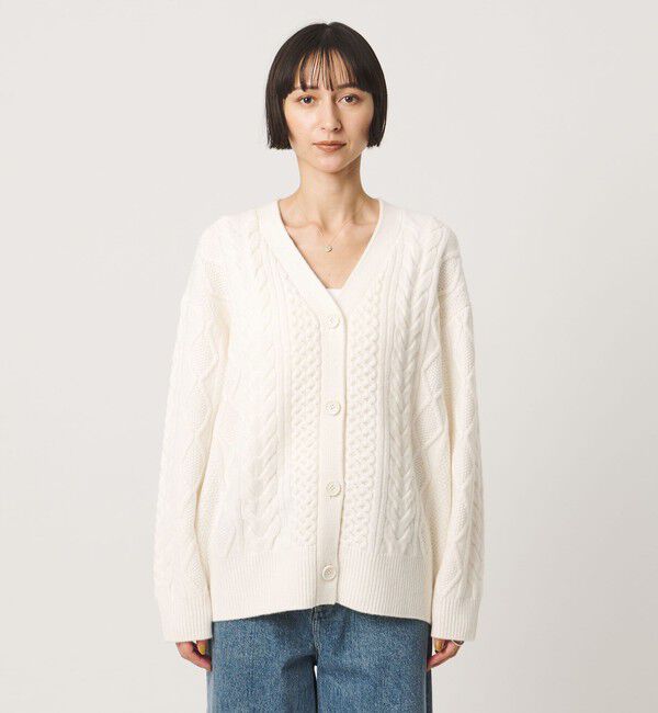 UNITED ARROWS「ケーブル Vネック カーディガン」|カーディガン|