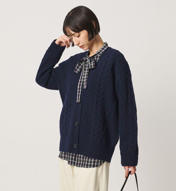 UNITED ARROWS「ケーブル Vネック カーディガン」|カーディガン|