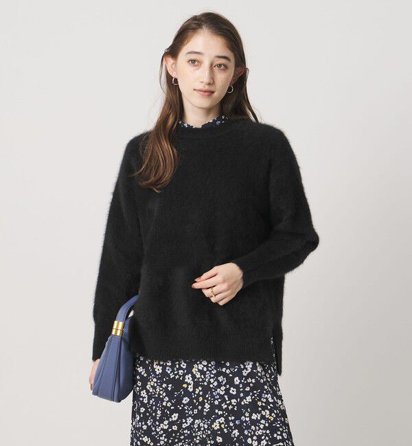 UNITED ARROWS「フォックスカシミヤ クルーネック ニット」|ニット・セーター|BLACK
