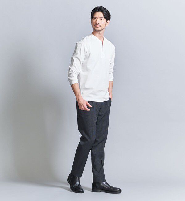 BEAUTY&YOUTH UNITED ARROWS「【WEB限定 WARDROBE SMART】クリア ガスコットン ヘンリーネック カットソー【抗菌・防臭】」|Tシャツ・カットソー|