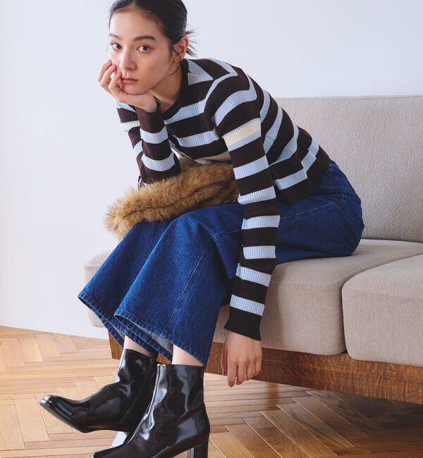 BEAUTY&YOUTH UNITED ARROWS「【WEB限定 Wardrobe DAILY MINIMAL】ボーダー ペプラムニットカーディガン」|カーディガン|DK.BROWN