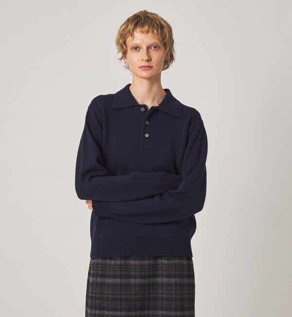 STEVEN ALAN「＜Steven Alan＞ウール カシミヤ ポロカラー ニット」|ニット・セーター|NAVY