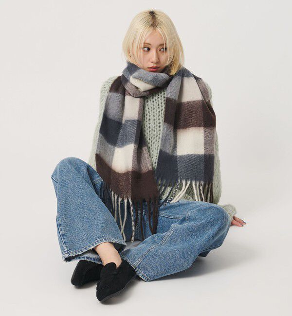 BEAUTY&YOUTH UNITED ARROWS「ポリエステル チェック スリム ストール」|マフラー|