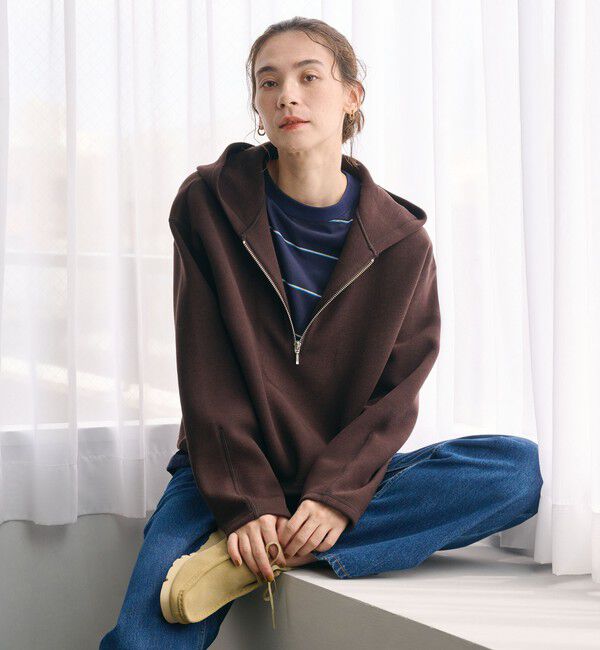 BEAUTY&YOUTH UNITED ARROWS「ダンボール ハーフジップ フーディ」|Tシャツ・カットソー|DK.BROWN