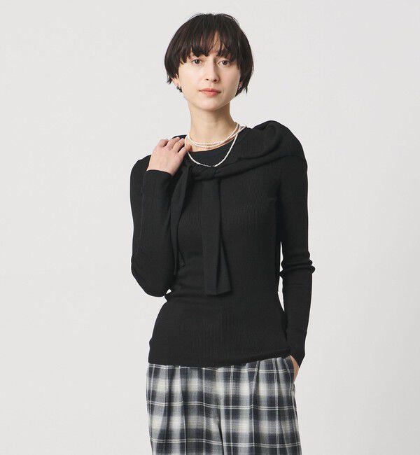 UNITED ARROWS「シルク リブ クルーネック ニット」|ニット・セーター|