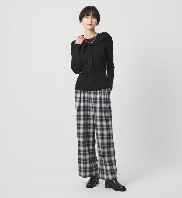 UNITED ARROWS「シルク リブ クルーネック ニット」|ニット・セーター|
