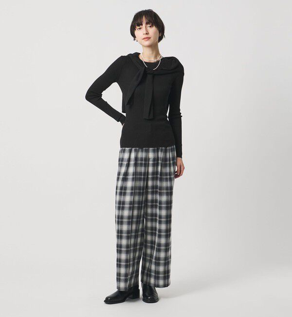 UNITED ARROWS「シルク リブ クルーネック ニット」|ニット・セーター|