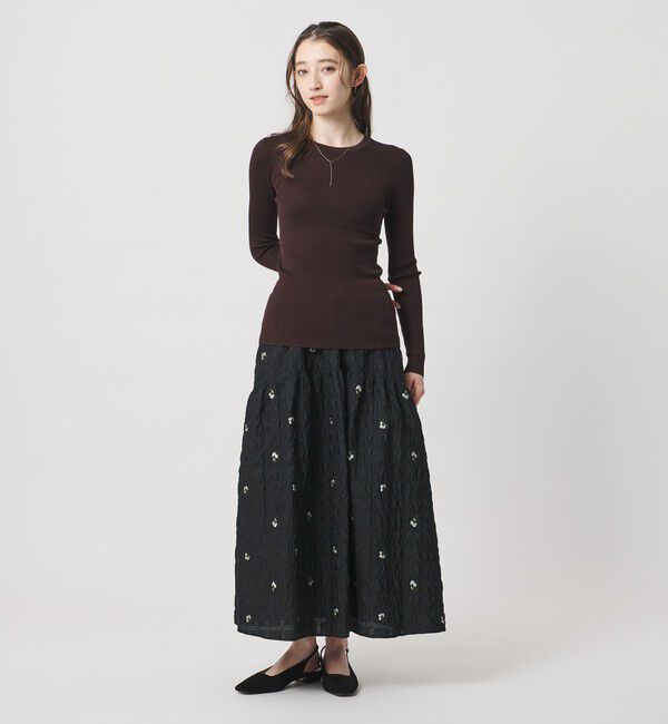 UNITED ARROWS「シルク リブ クルーネック ニット」|ニット・セーター|