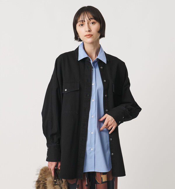 UNITED ARROWS「＜SACRA＞デニム ロングシャツ」|シャツ・ブラウス|BLACK