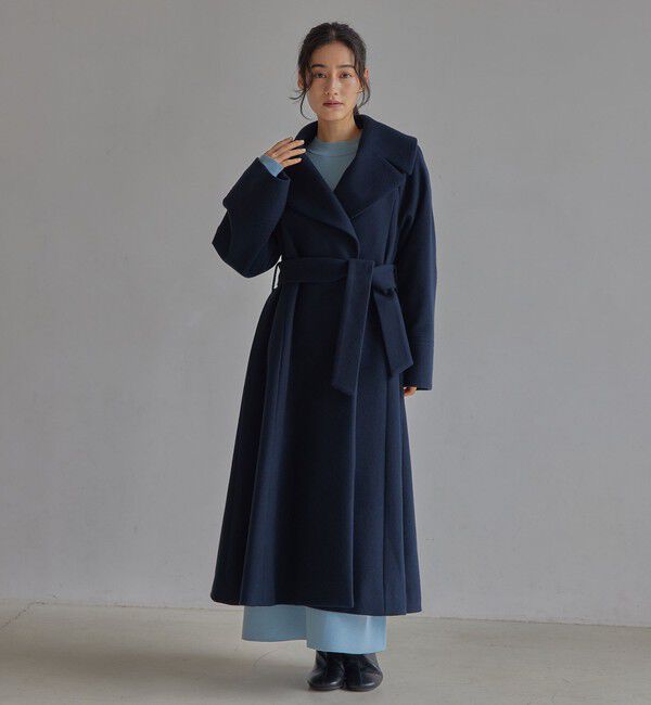 EMMEL REFINES「＜EMMEL REFINES＞EM ベルテッド フレア ロングコート」|その他|NAVY